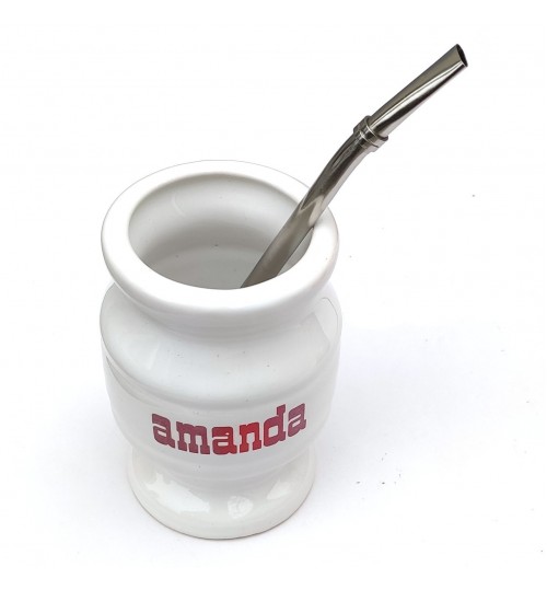 Amanda 阿曼達瑪黛茶陶瓷茶壺連金屬吸管