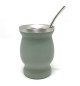 迷你型不鏽鋼瑪黛茶豆綠色茶壺連金屬吸管