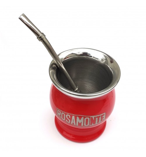 Rosamonte 不鏽鋼瑪黛茶紅色茶壺連金屬吸管