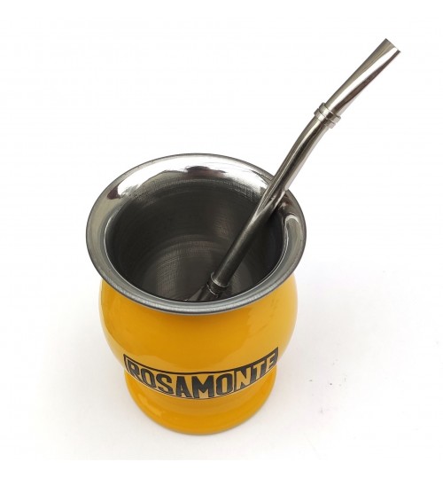Rosamonte 不鏽鋼瑪黛茶黃色茶壺連金屬吸管