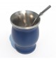 不鏽鋼瑪黛茶藍色茶壺連金屬吸管