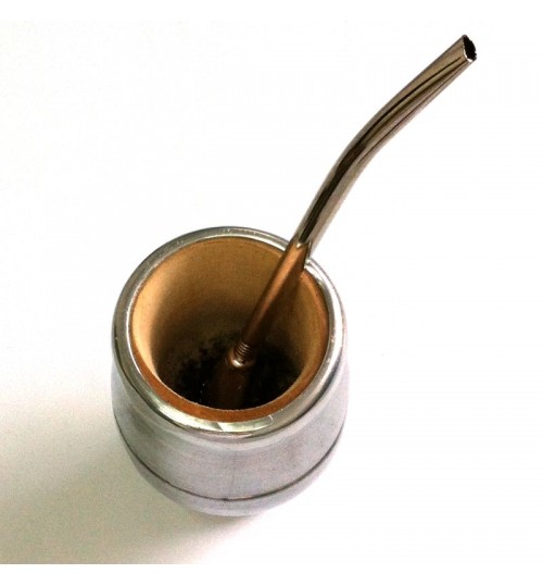 全鋁皮木質瑪黛茶茶壺連金屬吸管