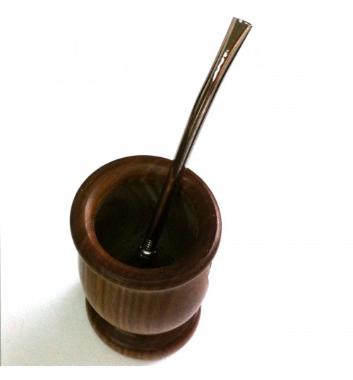 全木質瑪黛茶茶壺連金屬吸管