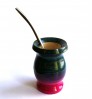 紅綠紫色純木質瑪黛茶茶壺連金屬吸管（瑕疵品）